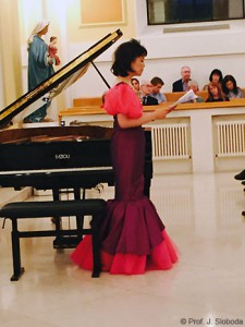 Noriko giving the speech at Eaton Square Concert.